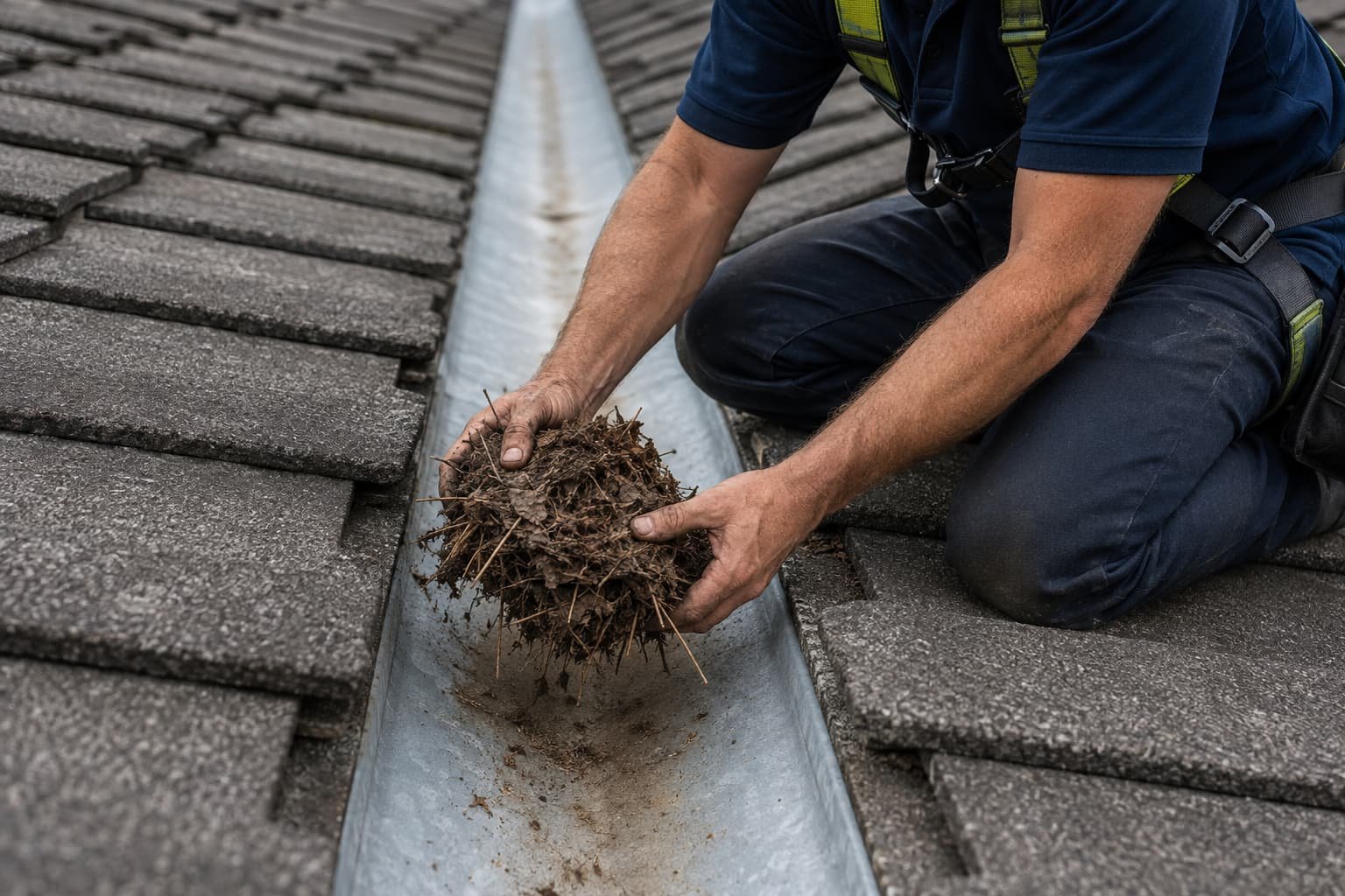 Gutter repairs clearing valley iron in Gold Coast